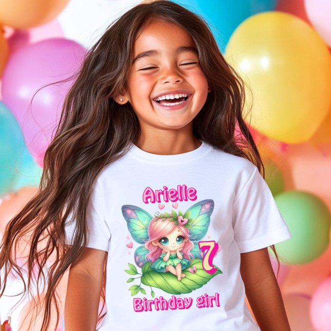 Colourful sitting fairy butterfly birthday  T-Shirt (Creator Uploaded)
