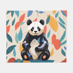 Colourful Sitting Panda Bear Matisse Inspired Fleece Blanket