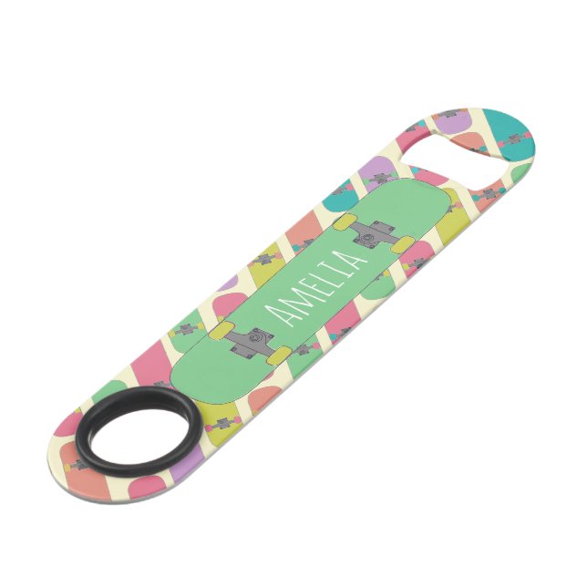 Colourful Skateboard Pattern Personalised (Front Angled)
