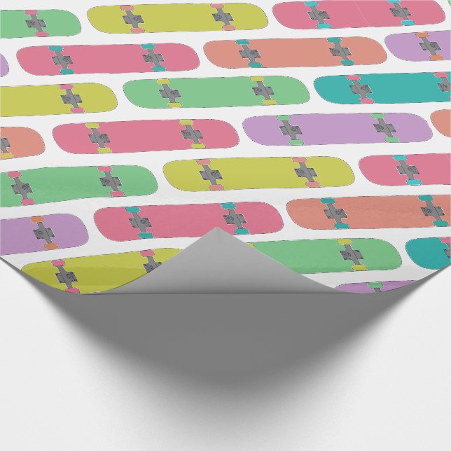 Colourful Skateboard Pattern  Wrapping Paper (Corner)