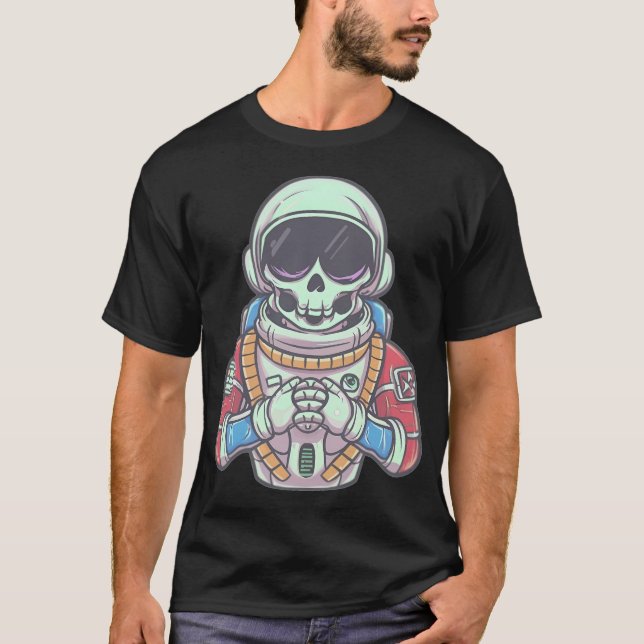 Colourful Skeleton Astronaut T-Shirt (Front)