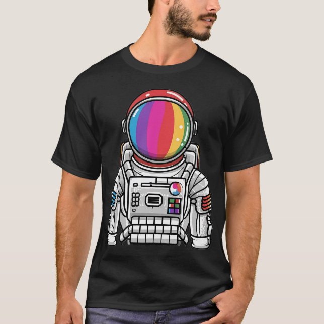 Colourful Skeleton Astronaut T-Shirt (Front)