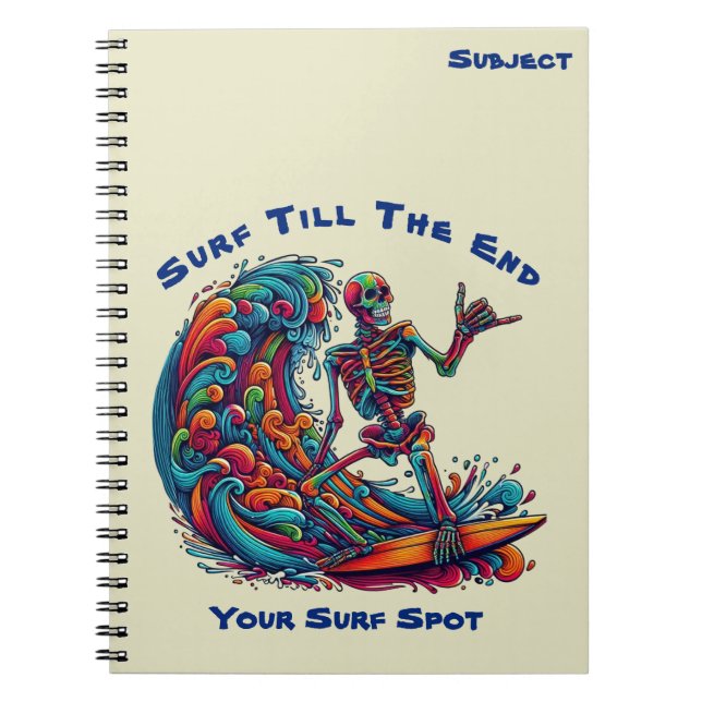 Colourful Skeleton Surfer- Notebook (Front)