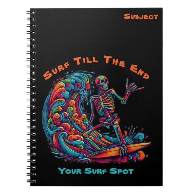 Colourful Skeleton Surfer- Notebook (Front)