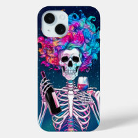 Colourful Skeleton with Wine