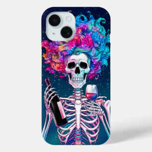 Colourful Skeleton with Wine iPhone 15 Case