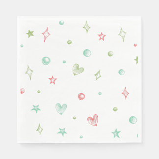 Colourful Sketch Fun Shapes Confetti Birthday Part Napkin