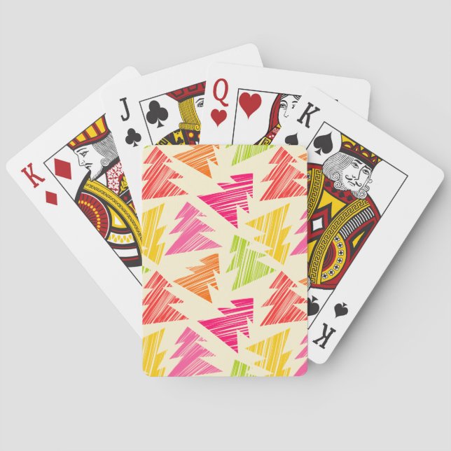 Colourful Sketchy Christmas Trees Playing Cards (Back)