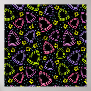 Colourful Sketchy Christmas Trees Poster