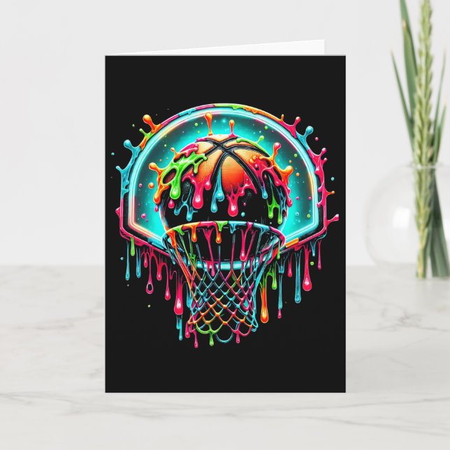 Colourful Sketll Dripping Colour Splash Hoop Net D Card (Front)
