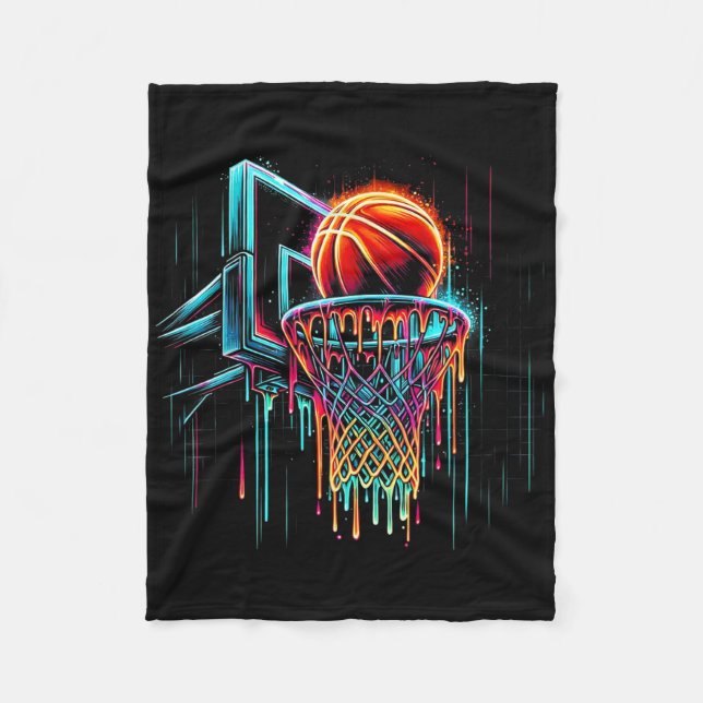 Colourful Sketll Dripping Colour Splash Hoop Net D Fleece Blanket (Front)