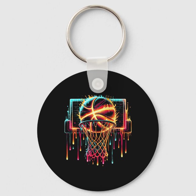 Colourful Sketll Dripping Colour Splash Hoop Net D Key Ring (Front)