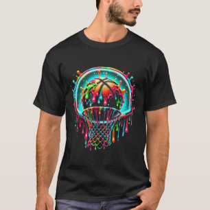 Colourful Sketll Dripping Colour Splash Hoop Net D T-Shirt