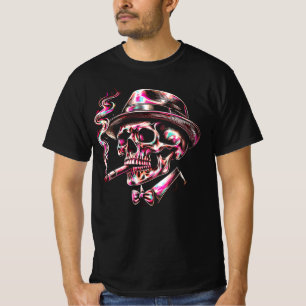 Colourful Skull Cigar Art T-Shirt