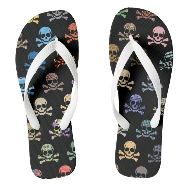 Colourful Skull & Crossbones Jandals (Footbed)