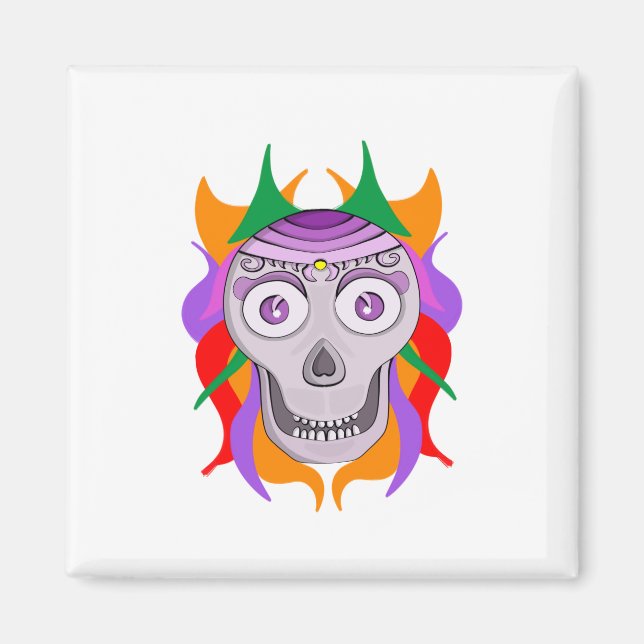 Colourful Skull Magnet (Front)