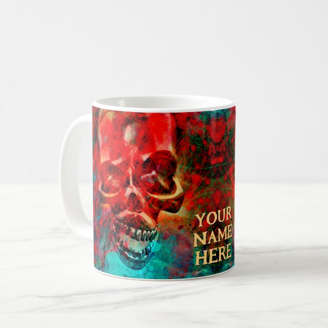 Colourful skull. Personalised Coffee Mug (Front Left)