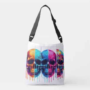 Colourful Skull Symphony: A Neon Halloween Fantasy Crossbody Bag