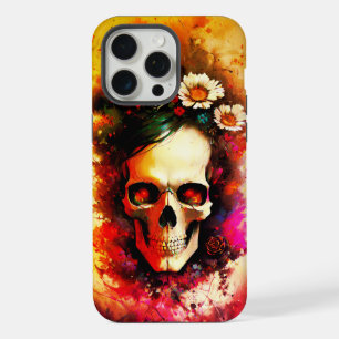 Colourful skulls decorated with flowers iPhone 15 pro max case