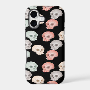 colourful skulls on black