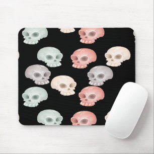 colourful skulls on black mouse pad