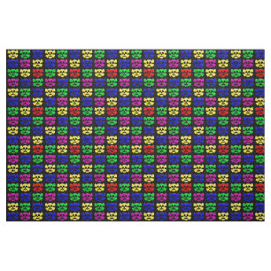 Colourful skulls pattern fabric