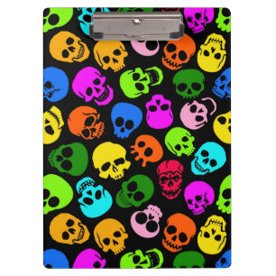 Colourful Skulls pattern in black Clipboard