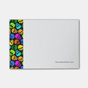 Colourful Skulls pattern in black Post-it Notes