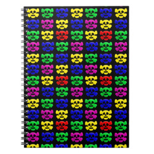 Colourful skulls pattern spiral notebook