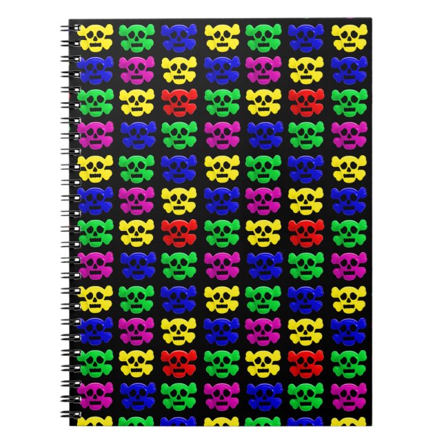 Colourful skulls pattern spiral notebook (Front)