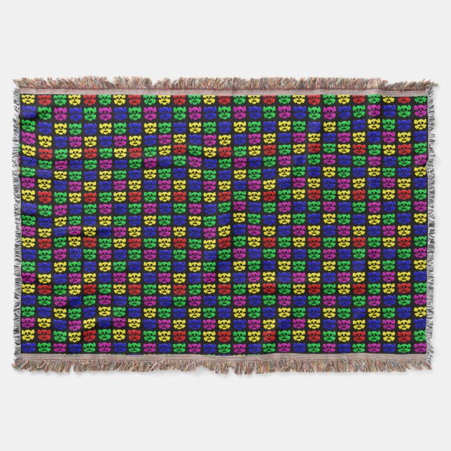 Colourful skulls pattern throw blanket (Front)