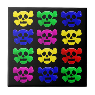 Colourful skulls pattern tile