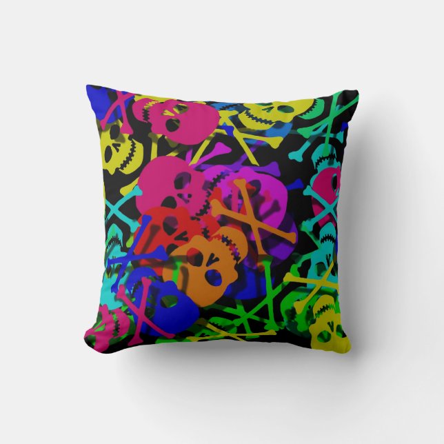 Colourful Skulls Pillow (Front)