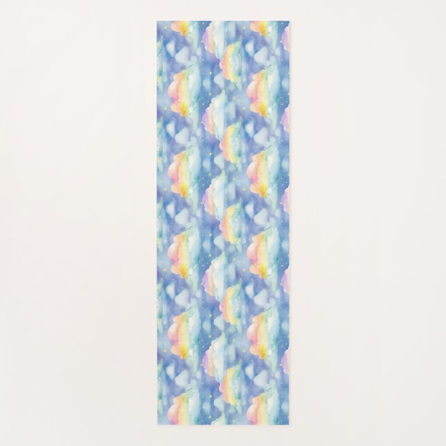 Colourful Sky Background with Clouds, Stars Yoga Mat (Front)