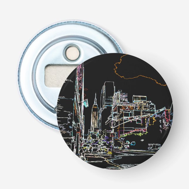 Colourful skyline in Manhattan Bottle Opener (Front)