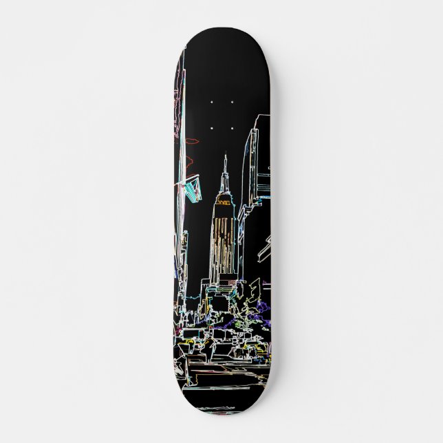 Colourful skyline in Manhattan Skateboard (Front)