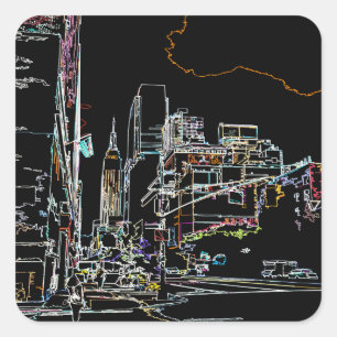 Colourful skyline in Manhattan Square Sticker