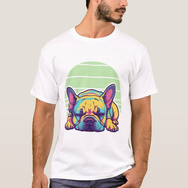 colourful sleeping french bulldog T-Shirt (Front)