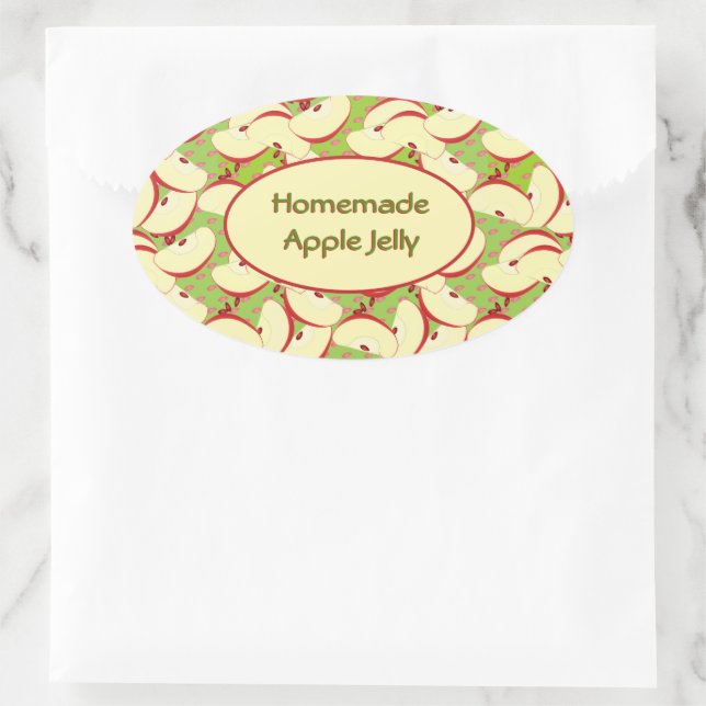 Colourful Sliced Apple Pattern Homemade Jelly Labe Oval Sticker (Bag)