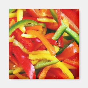 Colourful sliced peppers magnet