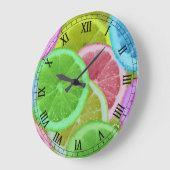 colourful slices of lemon and orange large clock (Angle)