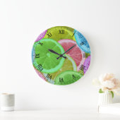 colourful slices of lemon and orange large clock (Home)