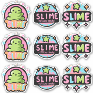 Colourful slime logos sticker sheet