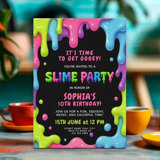 Colourful Slime Party Birthday for Kids  Invitation (Creator Uploaded)