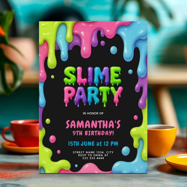 Colourful Slime Party for Kids Invitation (Creator Uploaded)
