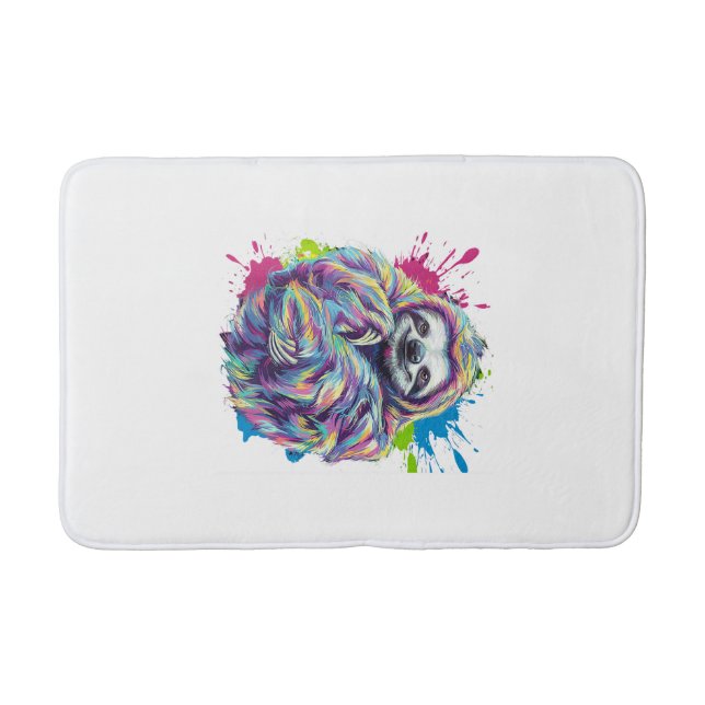 Colourful Sloth Cute Animal Art Funny Graphic Tee  Bath Mat (Front)