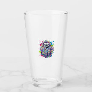 Colourful Sloth Cute Animal Art Funny Graphic Tee  Glass
