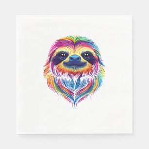 Colourful Sloth Face Cute Rainforest Jungle Animal Napkin