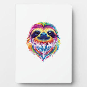Colourful Sloth Face Cute Rainforest Jungle Animal Plaque