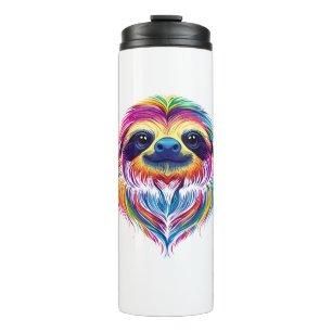 Colourful Sloth Face Cute Rainforest Jungle Animal Thermal Tumbler
